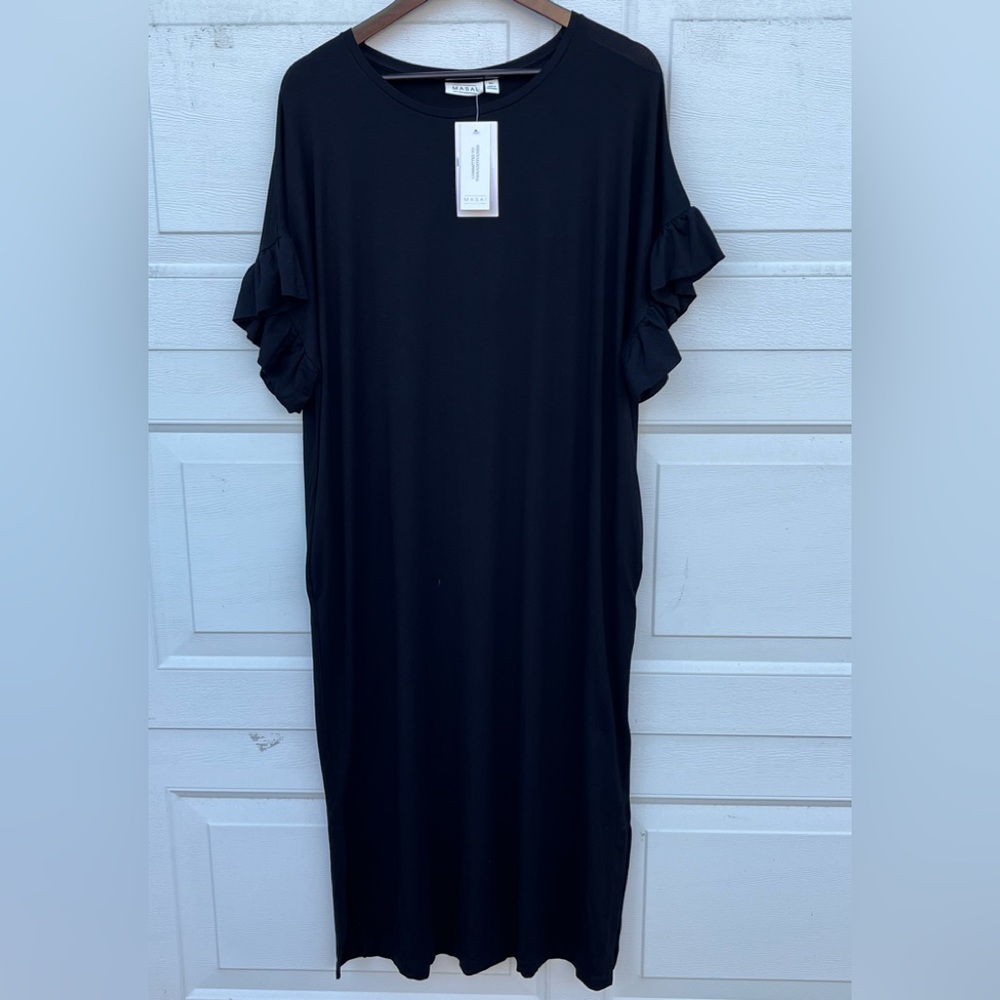 The Masai Clothing Company Black short sleeves Tunic Style Midi Dress XL